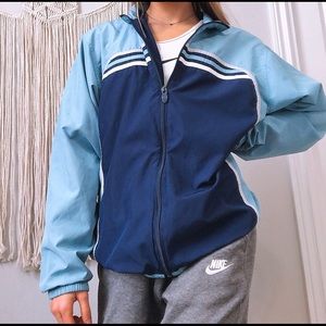 blue adidas zip-up jacket